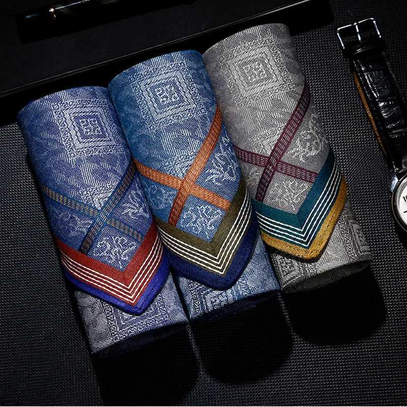 3 pieces/set of mens checkered new square jacquard cotton handles suitable for mens waist bags flower pocket towels wedding parties Christmas gifts W2