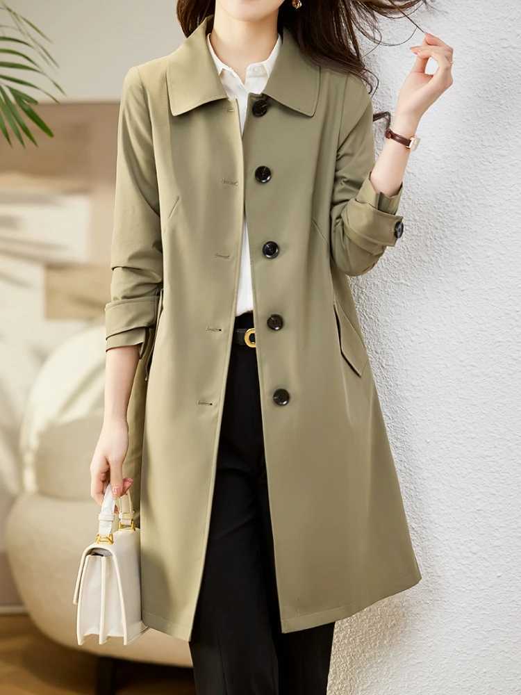 Trench Coat for Women 2023 New in Fashion Korean Style Clothes Oversized Vintage Solid Casual Female Coat Elegant Womens JacketsX240921