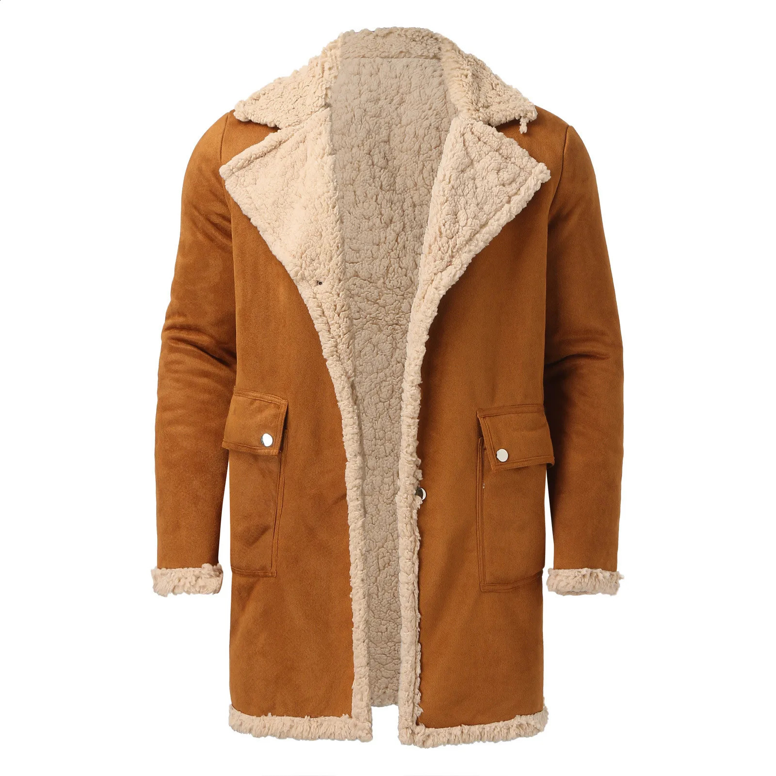 Winter Jacket For Men Plus Size Zipper Coat Lapel Long Sleeve Padded Leather Chaqueta De Invierno Para Hombre 240912