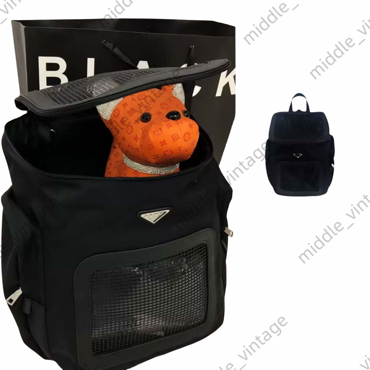 Black Backpack Pomeranian Maltese Dog Handbag Cat Carrying Waterproof Pet Outing Bag With Fashion Letters