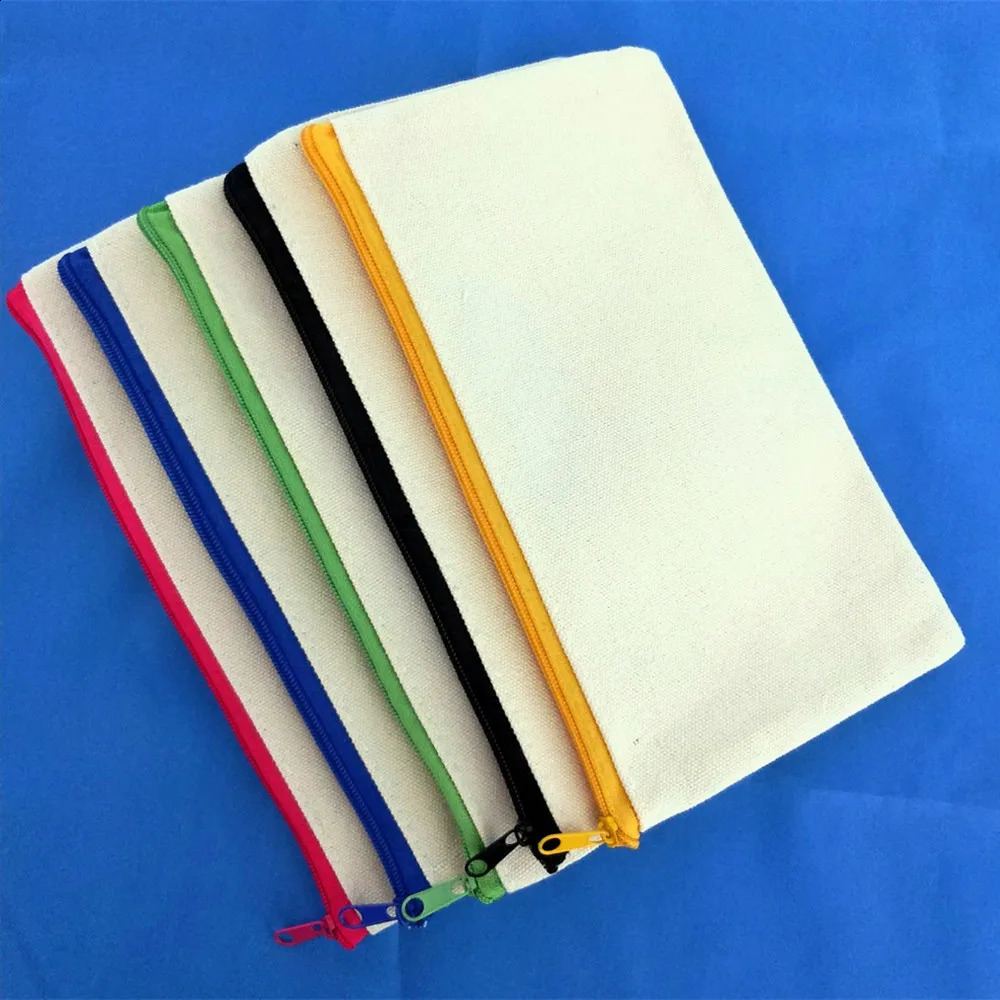 1Pcs Canvas Zipper Bags Multifunctional Blank DIY Craft Pouches Pencil Cosmetic Jewelry Case Pouch For Home School Travel 240919