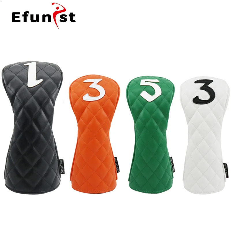 Golf Wood Cover Driver Fairway Hybrid Rhombus Shape Pattern Golf Waterproof Protector Set PU Soft Durable Golf Club Covers 240919