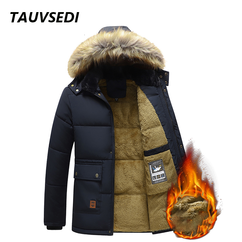 2023 Winter New Men Windproof Fleece Warm Thick Parkas Coat Mens Fashion Hooded Casual Outwear Detachable Hat Jacket Male