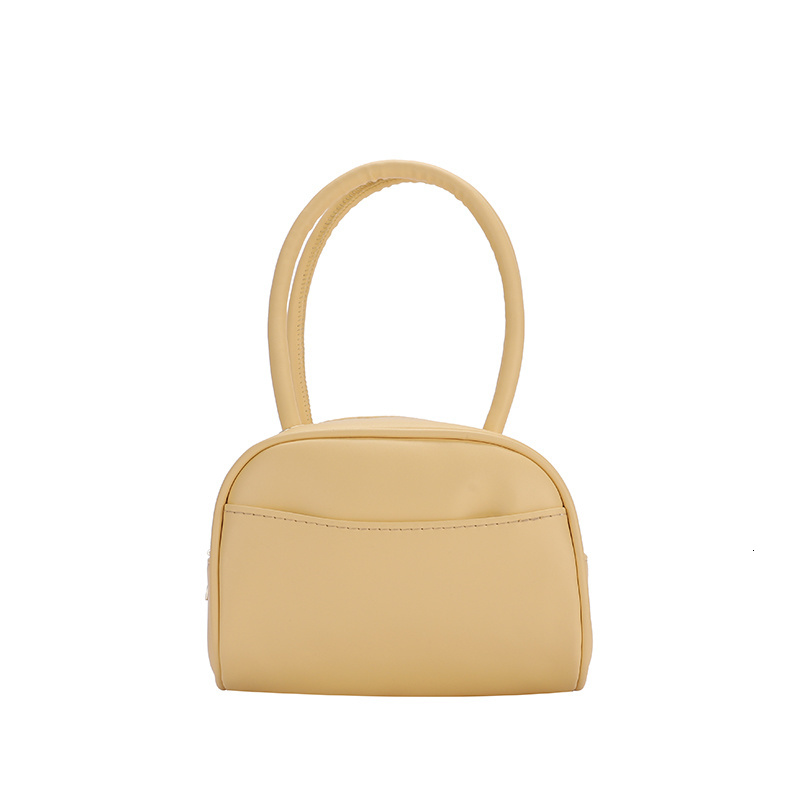 Style PU Korean Handheld Bag Women's 2023 New Fashion Retro Underarm Pillow Box Shaped Solid Color Soft Small Square S