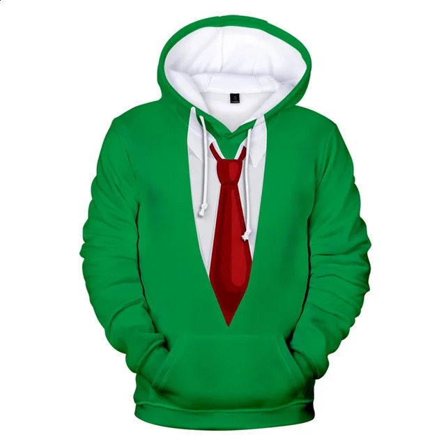 Funny Fake Suit Fashion 3D Hoodie Tailcoat Bow Printed Loose Hoodie Sportswear 240921