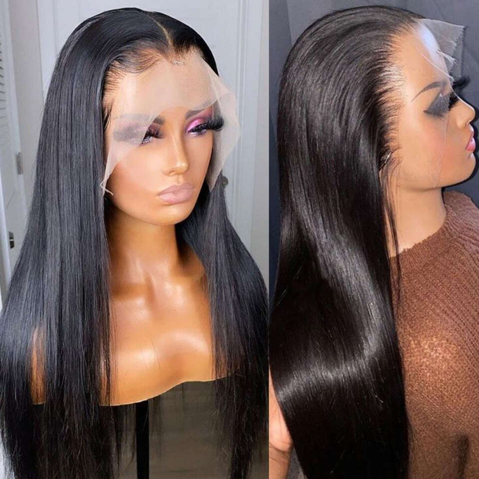 13X4 Front Wig Bone Straight 180% Density Peruvian Remy Human Hair For Black Women Pre Plucked Lace Frontal Wigs