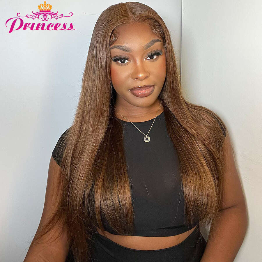 Princess 13x4 Straight Wig Pre Plucked Chocolate Brown HD Lace Front Colored Human Hair Wigs