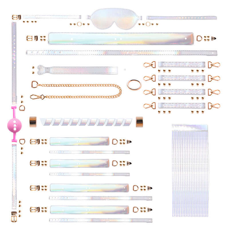 Sexy SM props, binding, restraint, training, mouth ball handcuffs, foot handcuffs, shiny leather, laser set, wholesale of sex toys and supplies