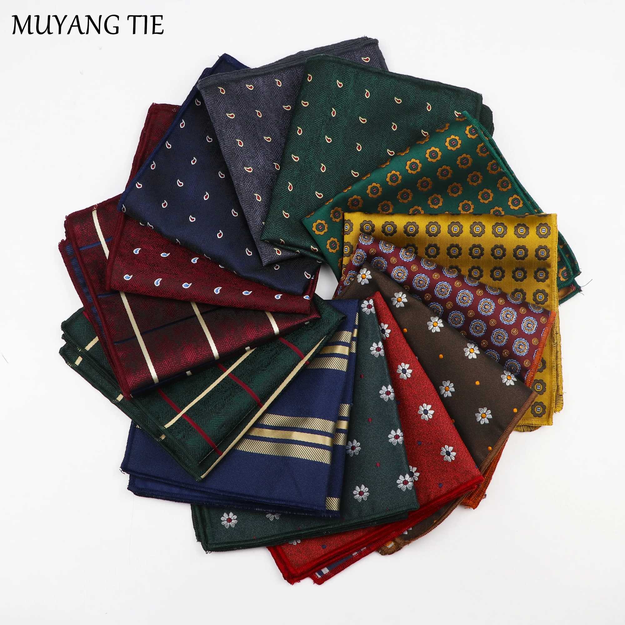 Polyester square mens scarf retro business suit fabric Hanji mens pocket square handle 24 * 24cm W240921