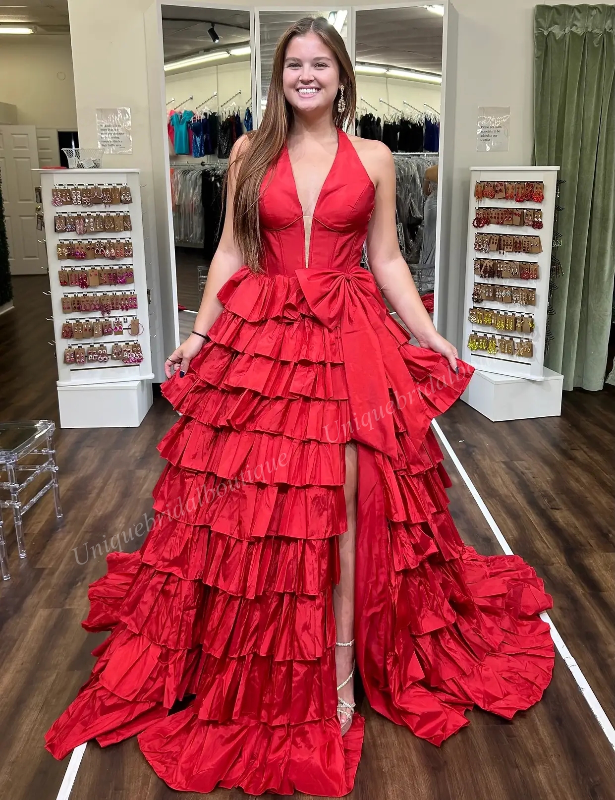 Fuchsia Prom Dress Bow Taffeta Ruffle Ballgown Senior Junior Pageant Gown Winter Formal Party Wedding Guest Red Capet Runway Gala Black-Tie Charity Ba
