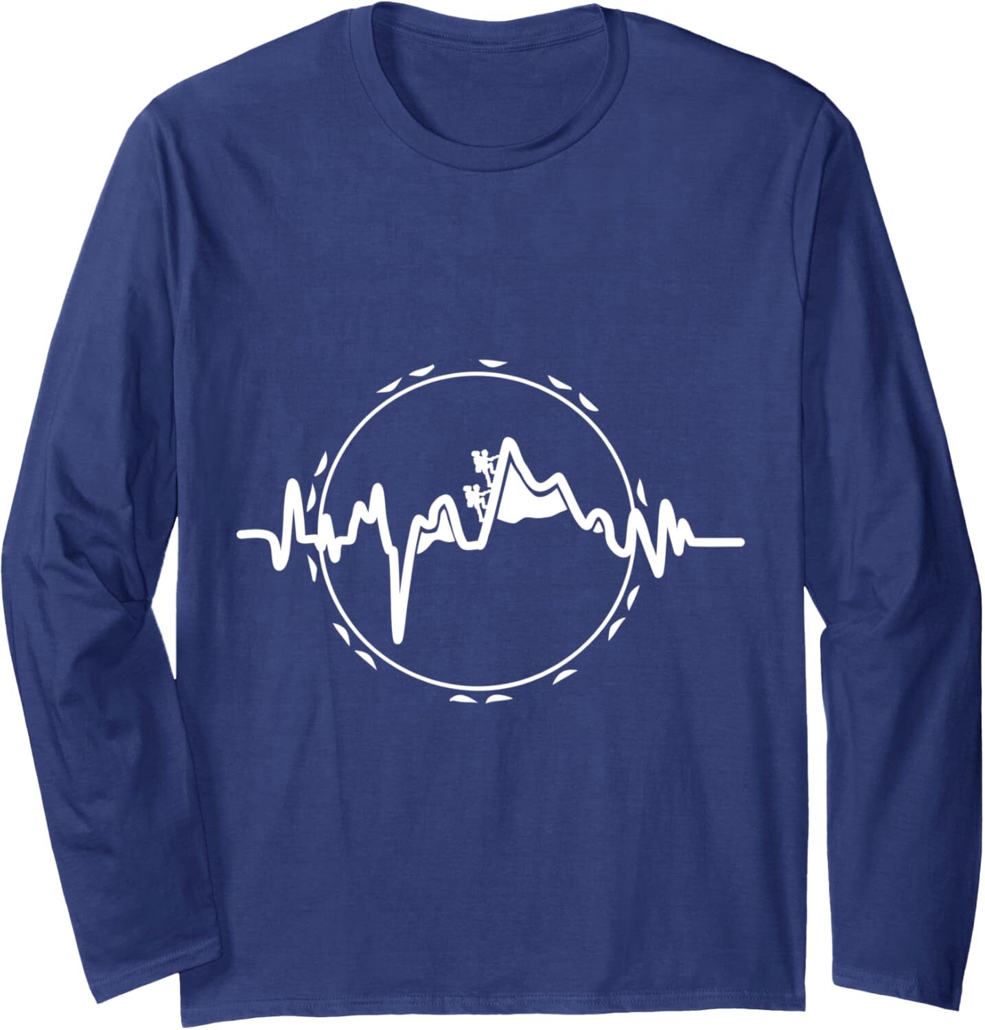Long Sleeve Shirts for Men sweatshirt Heartbeat Hiking Mountain Cool Hiking Camping Long Sleeve Tee Streetwear Casual tops clothes