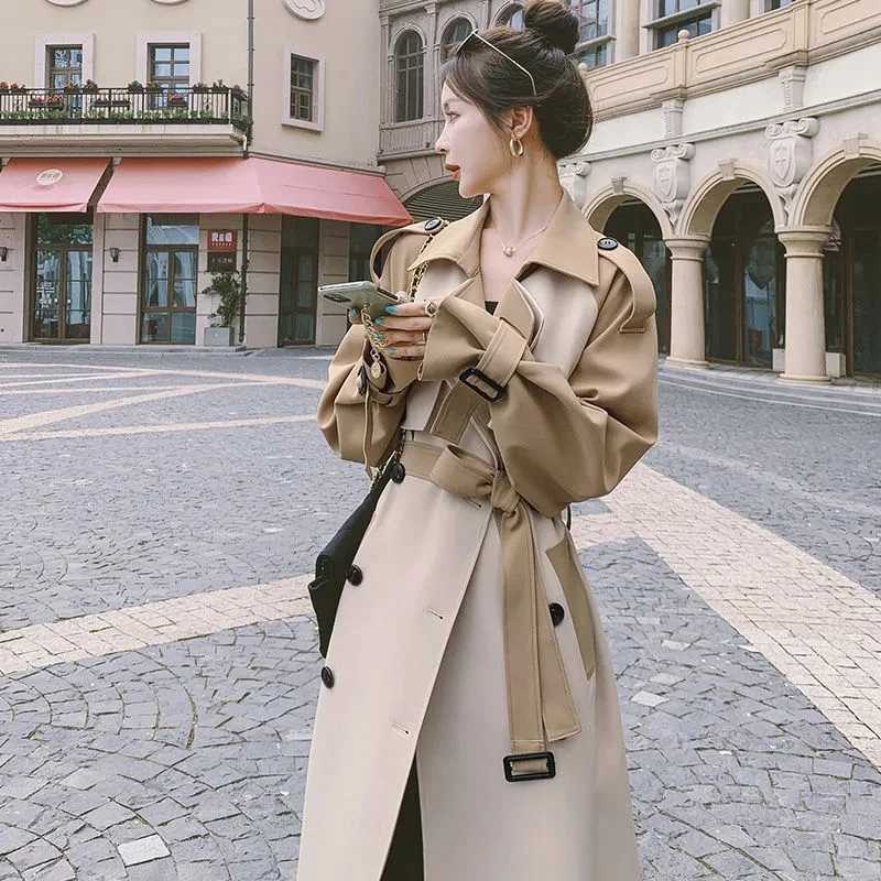 Trench Coat Women 2023 Spring Autumn New Korean Loose Senior Sense Windbreaker Jacket Female Large Size Stitching Long OuterwearX240921