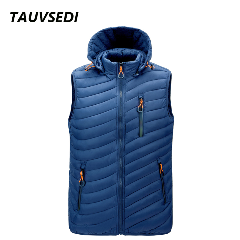 Plus Size 6Xl Winter Men Hooded Windproof Waterproof Warm Vest Jacket Mens Fashion Casual Waistcoat Male