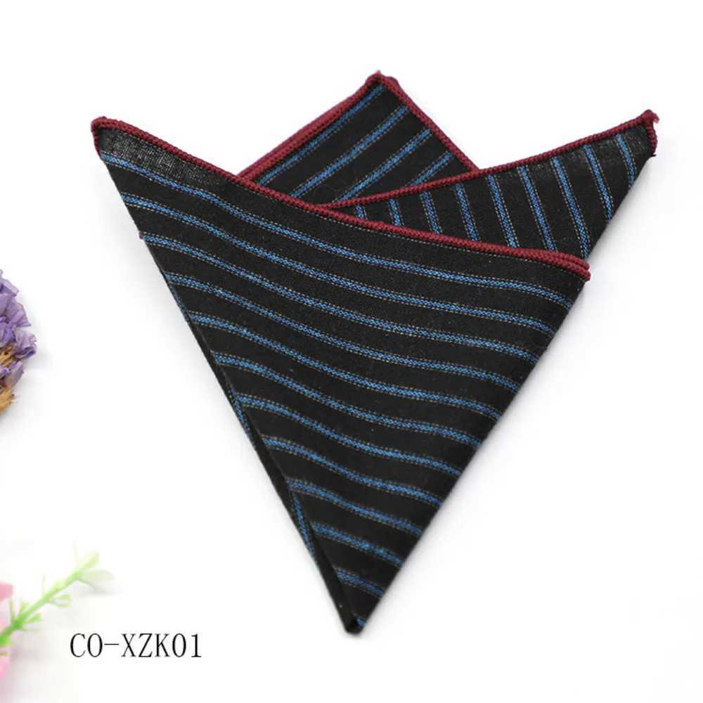 Solid Striped Brown Pocket Square 23CM Cotton Mens Suit Handkerchief Groom Host Hanky Wedding Party Chest Tie Suit AccessoriesX240921