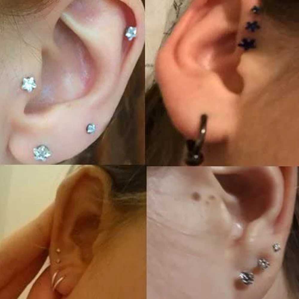 1PC Steel Inernally Thread Labret Stud Rings Piercing Star Heart Shape Ear Cartilage Tragus Orelha Stud Helix Piercing Jewelry Y240921