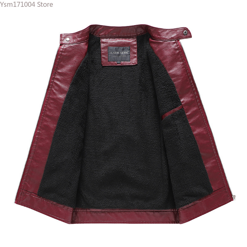 Winter Men's Leather Warm Plush Standing Neck Skinny Motorcycle Jacket Camperas Hombre Invierno Men Clothing Jackets