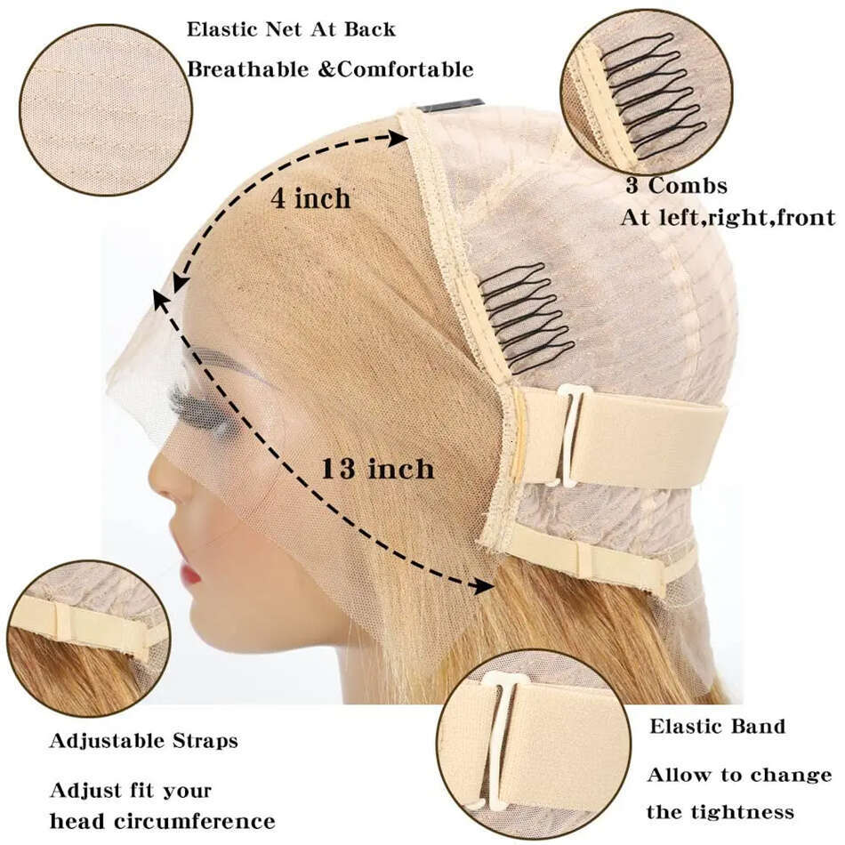 Double Drawn #27 Honey Blonde Colored Short Wigs 200% For Women Human 13x4 Lace Front Bob Wig Brazilian Hair