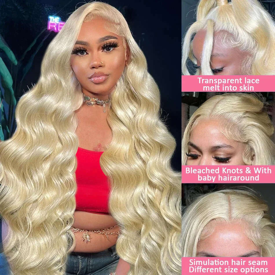30 40 Inch 613 Honey Blonde Color Body Wave 13x6 Front Wigs Brazilian 13x4 Lace Frontal Human Hair Cosplay Wig For Women