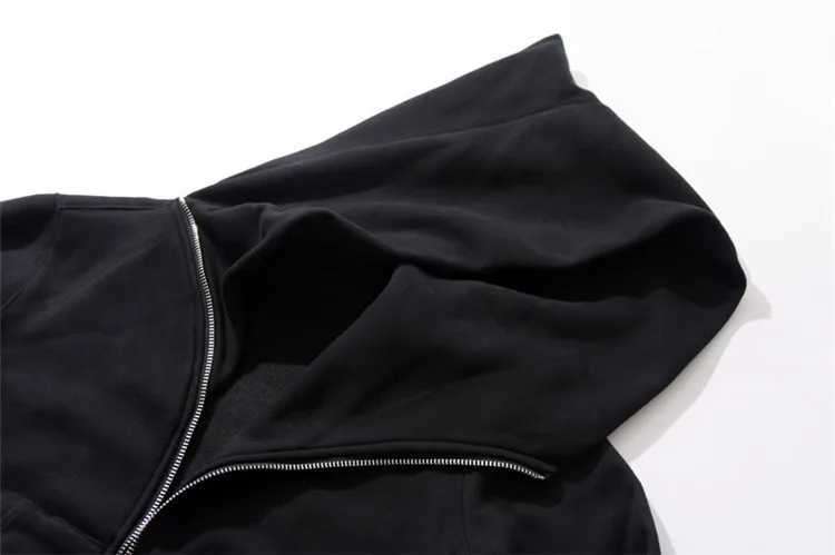 Men's Hoodies Sweatshirts New hooded mens zipper cardigan harajuku black sports shirt hip-hop style skateboarding street jacket hooded jacket J24