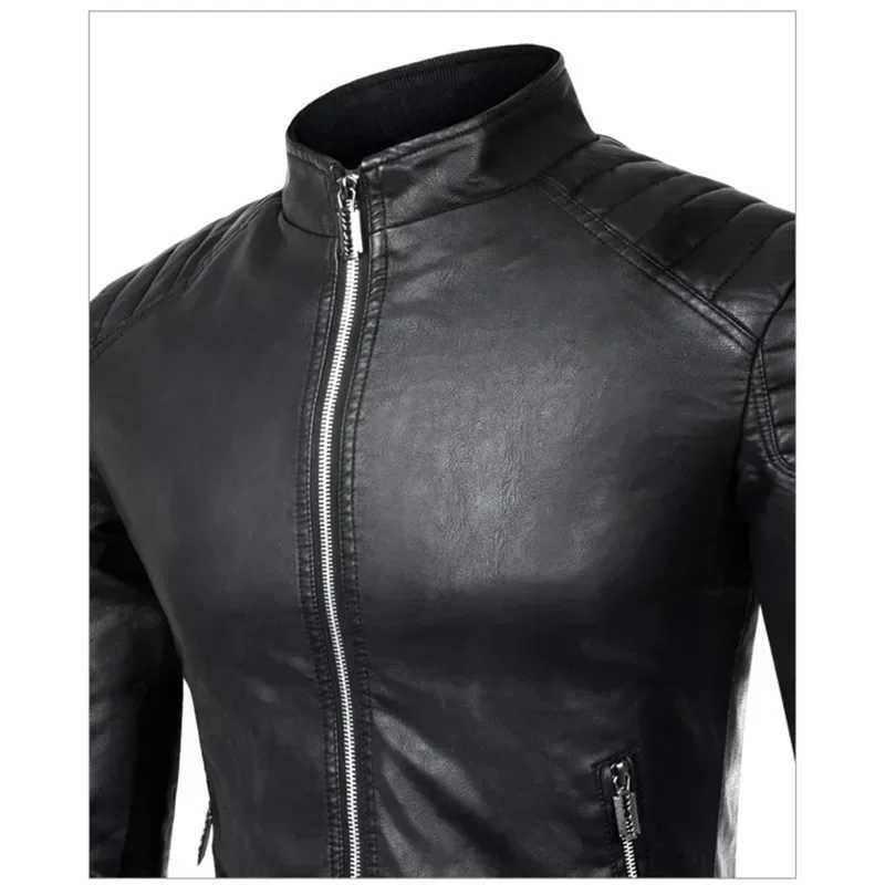 Mens Autumn New PU Leather Jacket Mens Leather Jacket Retro Spring Clothing Design Motorcycle Leather Jacket W240918