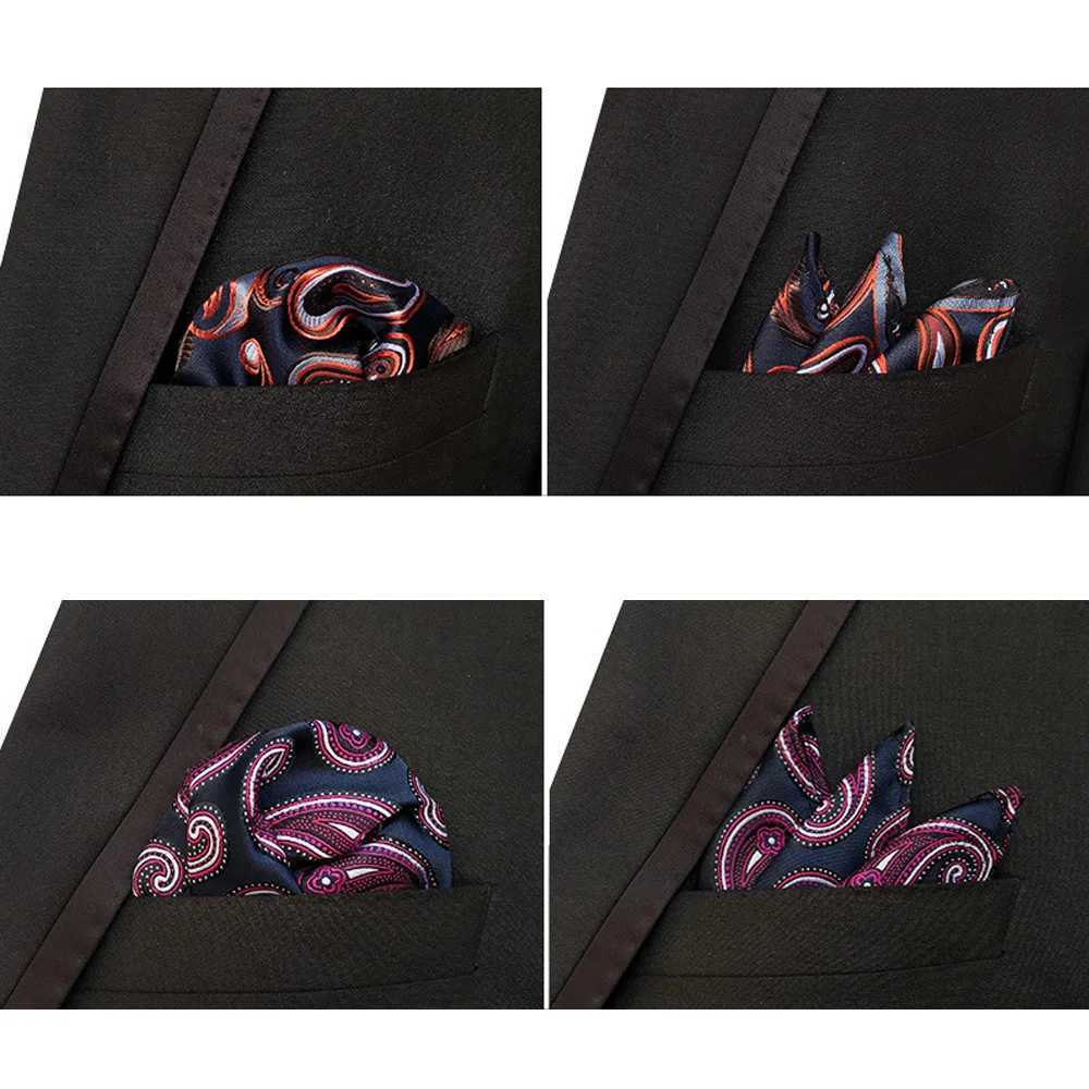 3 Packs Mens Paisley Floral Pocket Square Handkerchief Wedding Stripe Hanky BWTHZ0360X240921