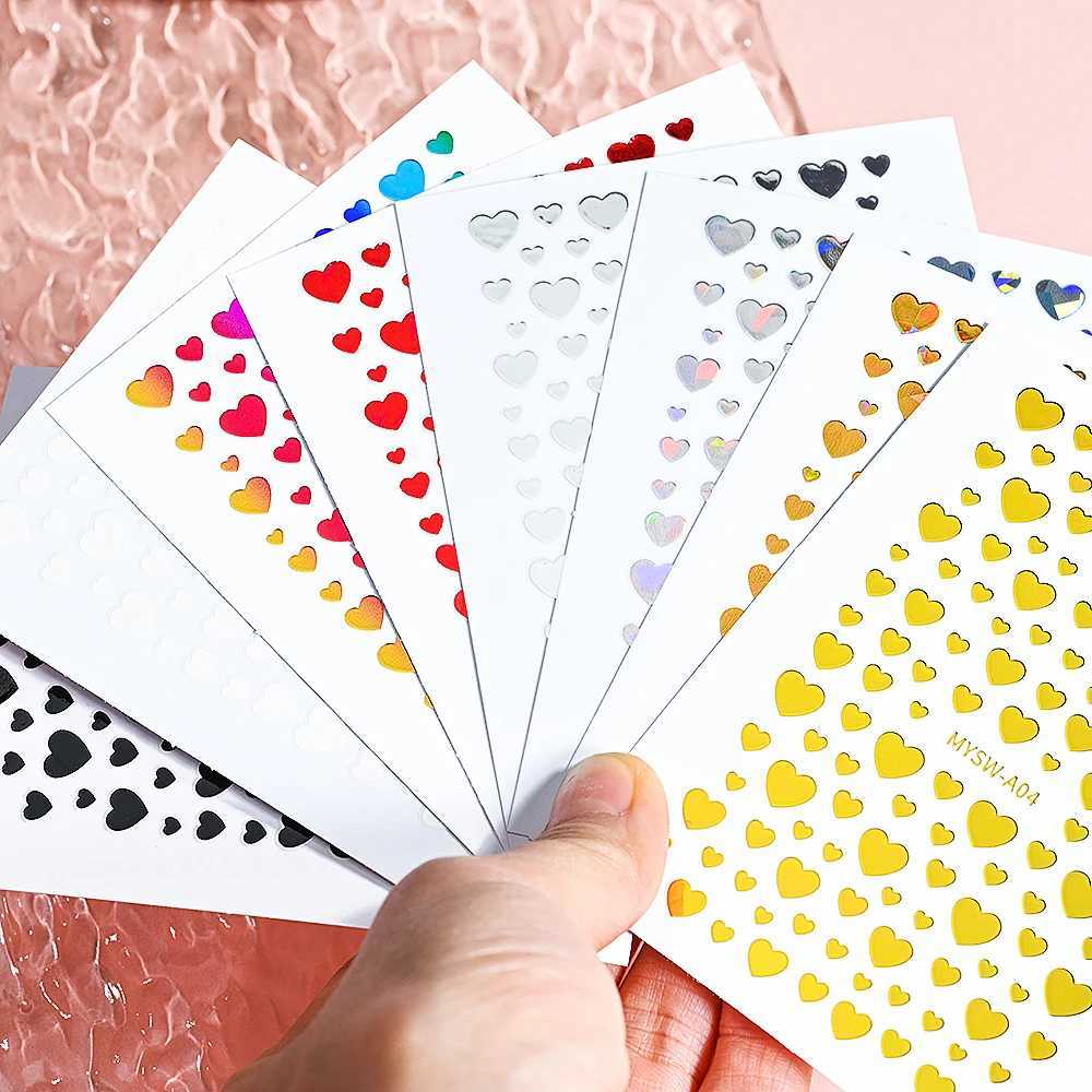 1 Love Heart Design 3D nail sticker suitable for Valentines Day black color heart self-adhesive slider decoration craft W240823