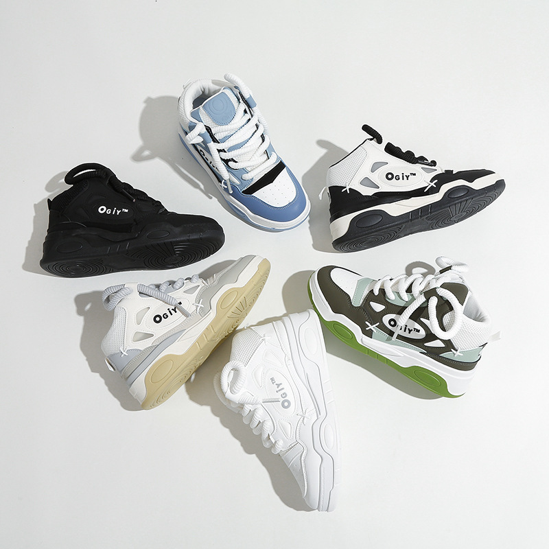 Trendy men's high top, new couple's women's autumn soft bread shoes, versatile casual thick sole sports board shoes