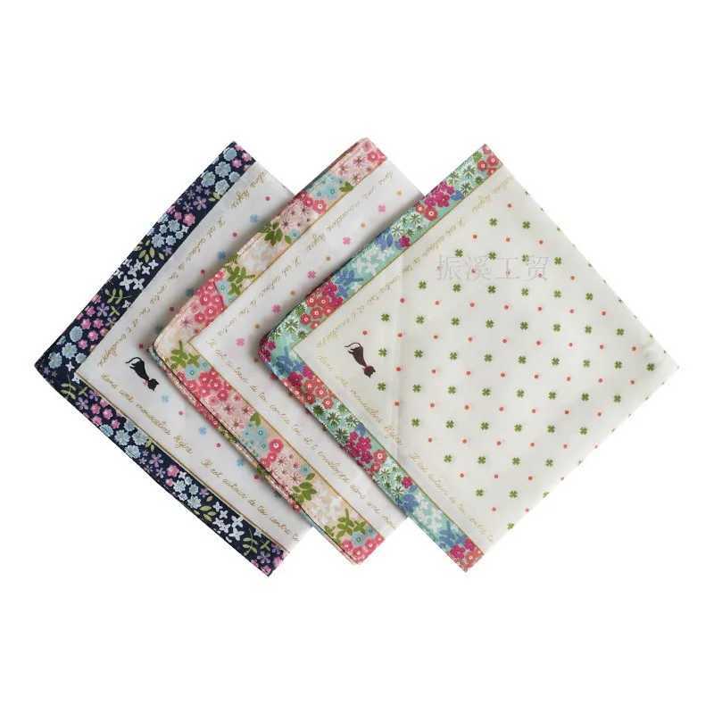 3Pcs 33x33cm Cartoon Cat Flower Printed Women Kids Handkerchiefs Bandanas Pocket Hankies Soft Cotton Party GiftX240921