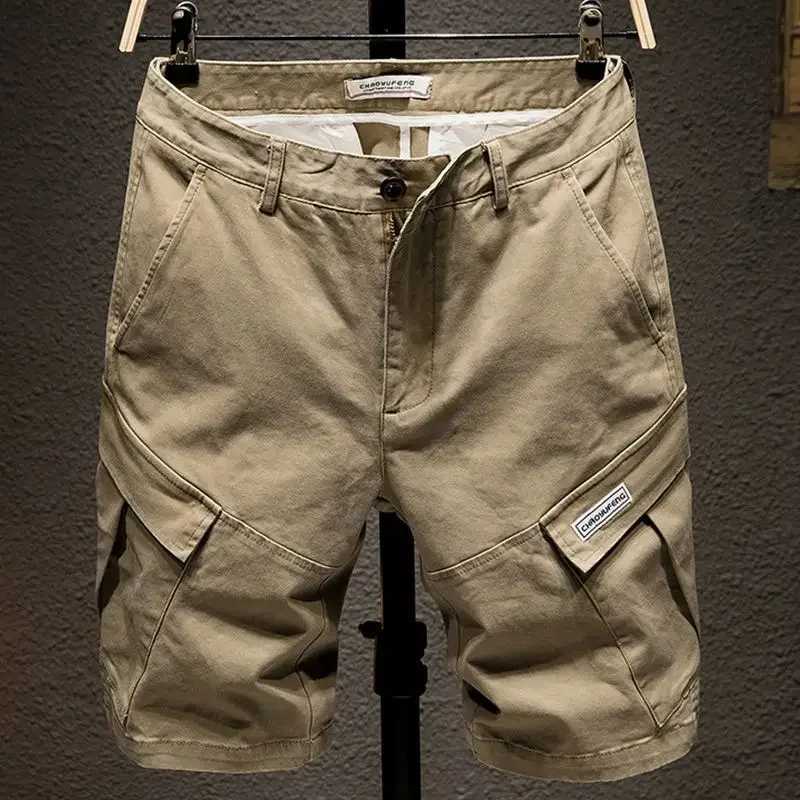 Mens Cargo Shorts Wide With Zipper Khaki Male Short Pants Loose Baggy Casual Y2k Vintage 2024 Fashion Clothing WholesaleX240921