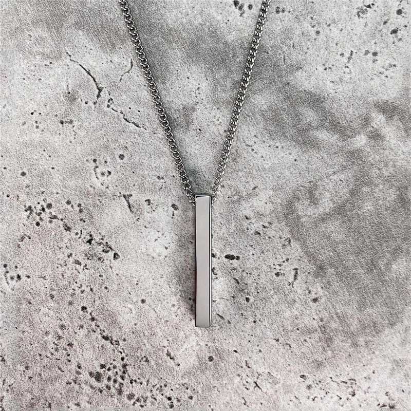 Hot classic rectangular pendant necklace mens stainless steel black Cuban chain necklace mens jewelry gift W240918
