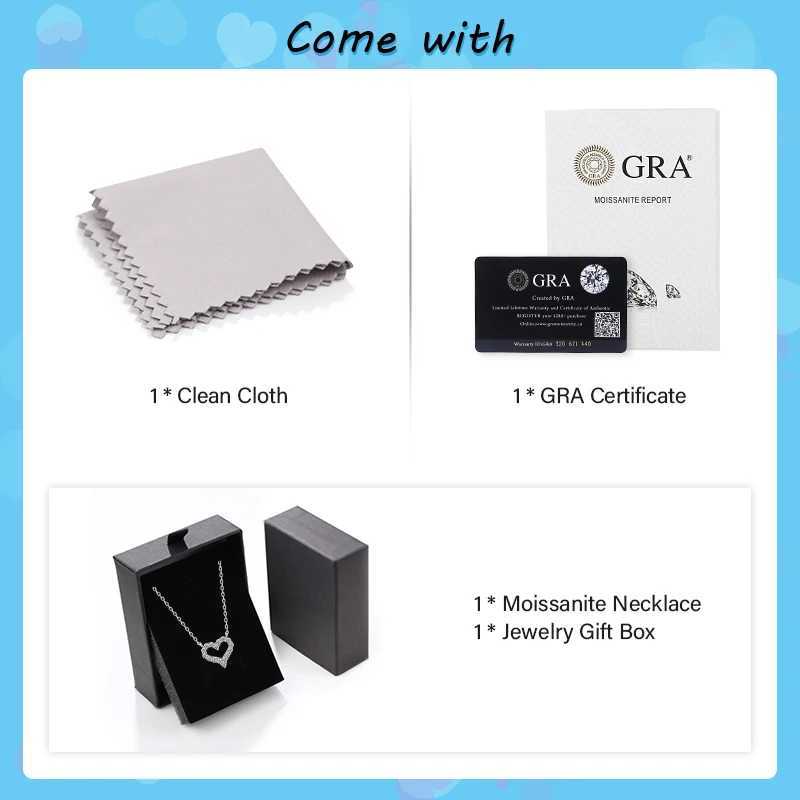 Moissanite Diamond 1CT Womens Necklace Pendant 925 Silver Womens Chain Party Bridal Exquisite Jewelry W240918