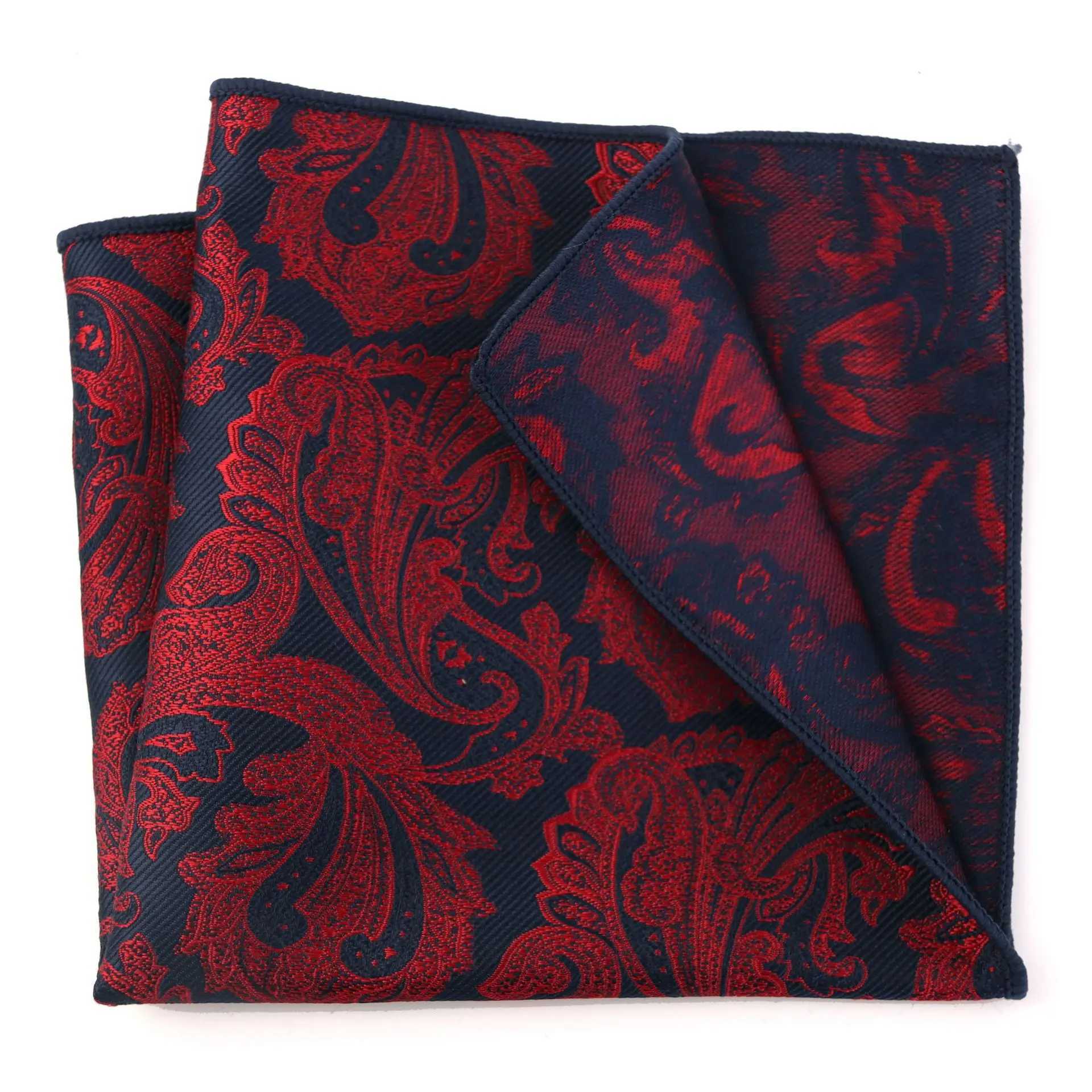 Wine Wedding Handkerchief For Mens Suit Pocket Square Wine Red Paisley Stripe Hanky Wedding Women Men Handkerchief AccessoriesX240921