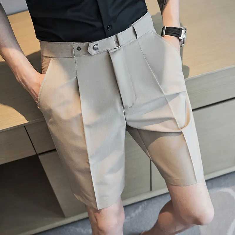Comfortable Elastic Waist Cargo Shorts Straight Simplicity Handsome Button Pockets Solid Zipper Fashion Casual Mens ClothingX240921