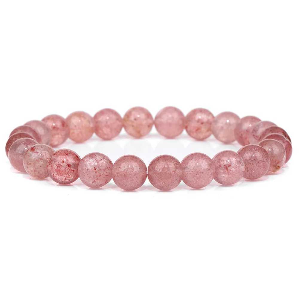 Pink Stone Bracelets 8mm Round Beaded Bracelets Rose Pink Quartzs Cat Eye Reiki Energy Stretch Bangle Jewelry Gifts For WomenX240921