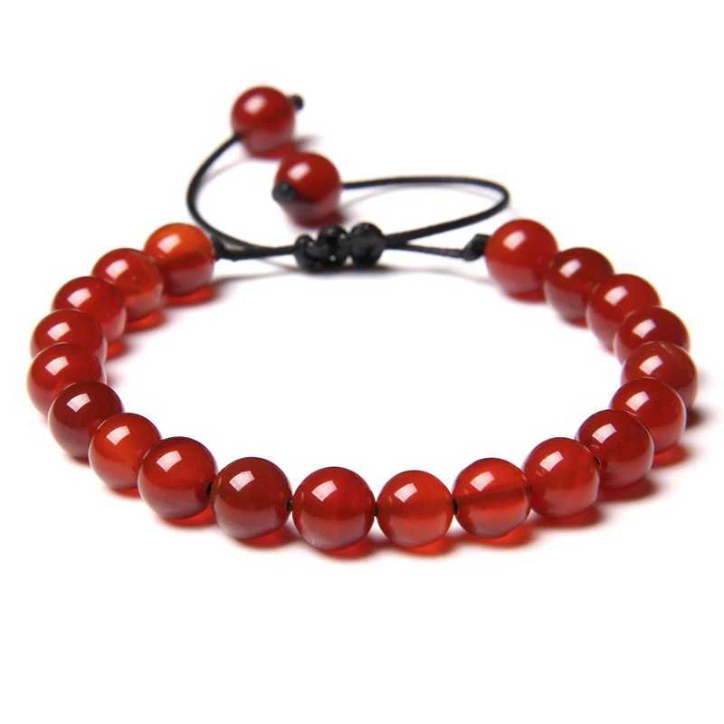 Red Orange Stone Bracelet 8mm Natural Agat Watermelon Beaded Bracelets Adjustable Yoga Lucky Bracelet for Women Female JewelryX240921