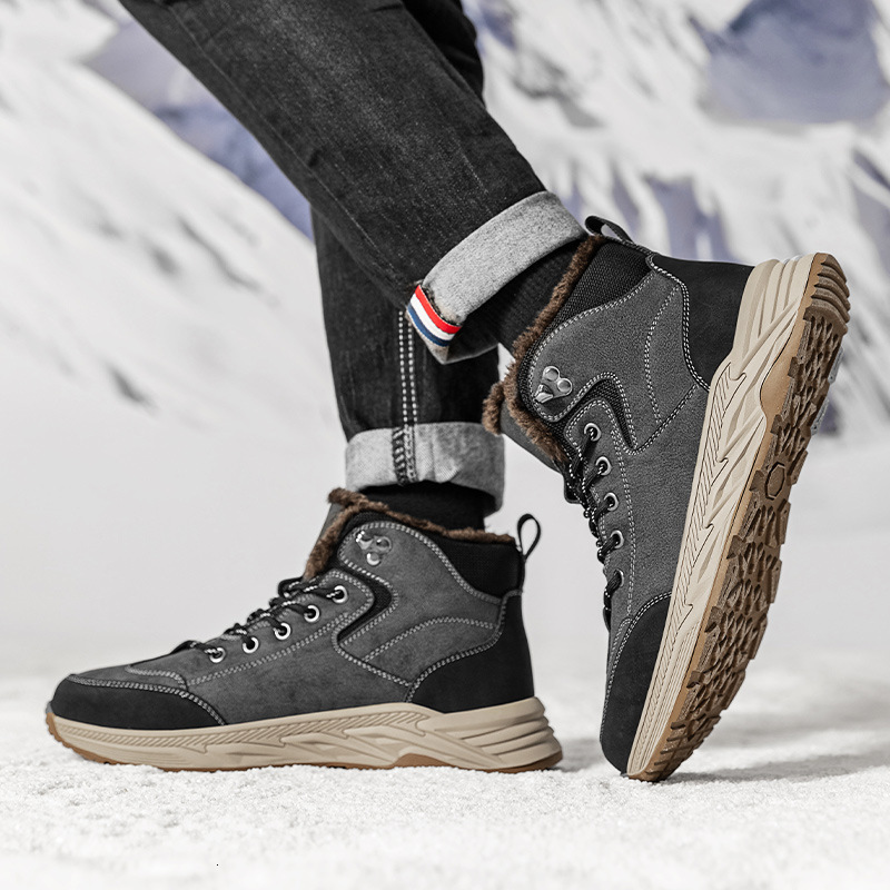 New autumn and winter men's shoes with plush warm boots, Northeast thick cotton shoes, outdoor sports hiking snow boots