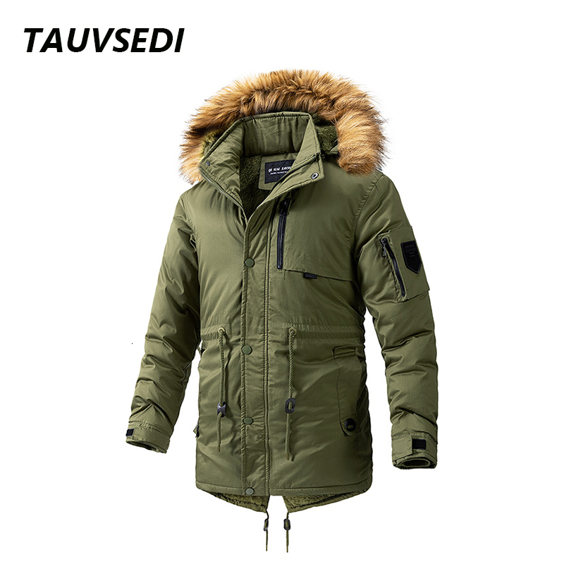 Winter Warm Long Thick Fur Collar Fleece Men Fashion Windproof Jacket Detachable Hat Casual Parkas Male
