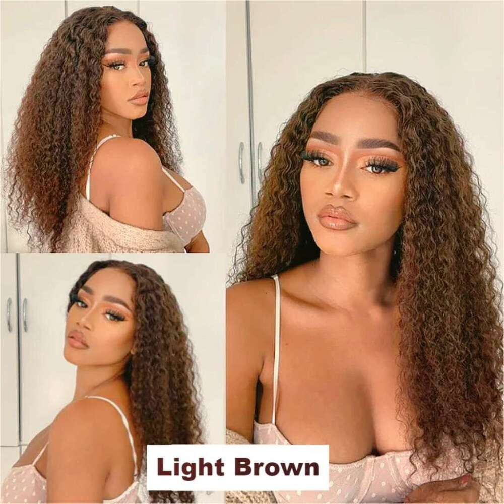 Reddish Deep 13x4 HD Transparent Curly Front Human Hair for Girls Chocolate Brown Lace Frontal Wig