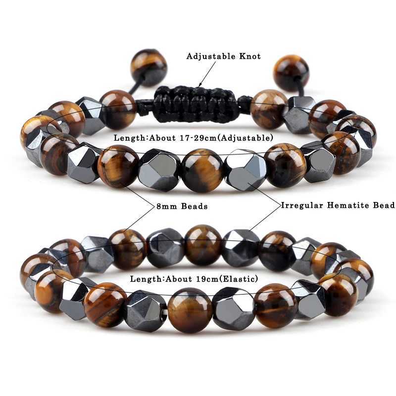 Men Irregular Hematite Beads Bracelet Charm Women 4 6 8MM Natural Lava Tiger Eye Bead Couple Bracelet Fashion Friendship JewelryX240921