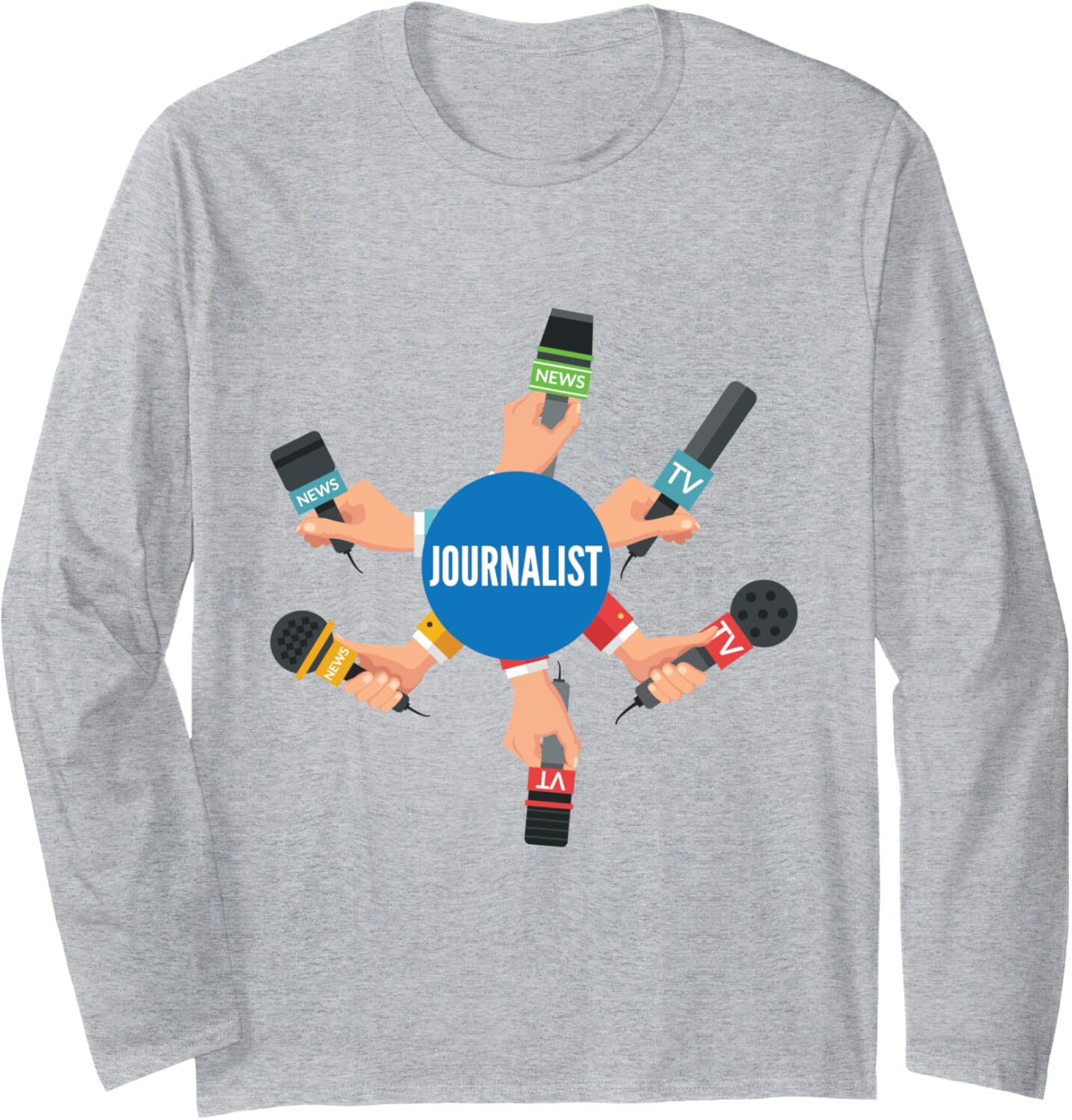 Long Sleeve Shirts for Men sweatshirt Funny News Reporter Microphone Journalist B-Day Gift Long Sleeve Tee Streetwear Casual tops clothes
