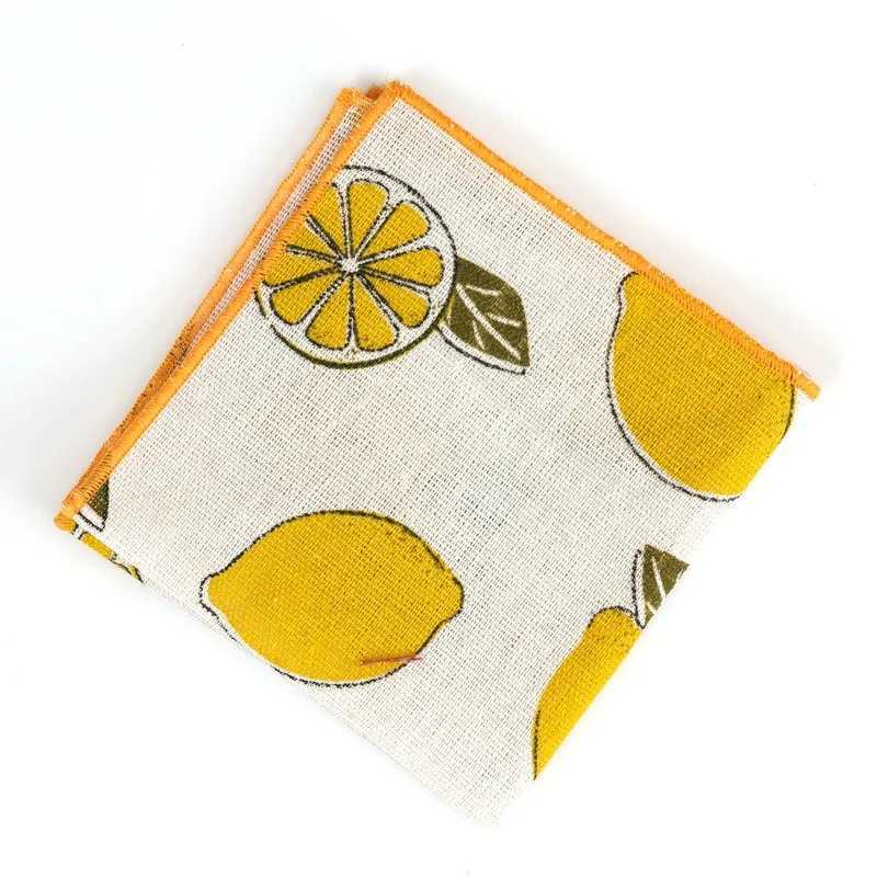 New Fruits Printed Pocket Square for Mens Fashion Linen Handkerchiefs Wedding Party Groom Suits Pocket Towel Beige Casual HankyX240921