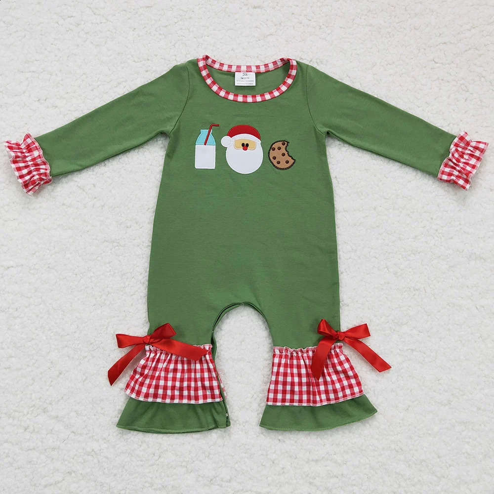 Fashion Baby Girls Clothes Christmas Milk Cookie Santa Claus Embroidery Kids Sibling Clothes Boys Sets Match Baby Rompers 240911