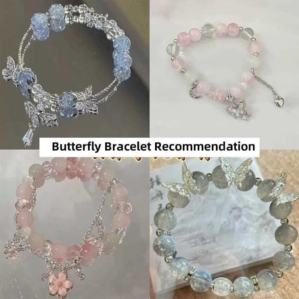 Jewelry Womens New Moonlight Crystal Bracelet Butterfly Accessories Light Niche Luxury Gifts Girl Temperament Beaded High- U3O5X240921