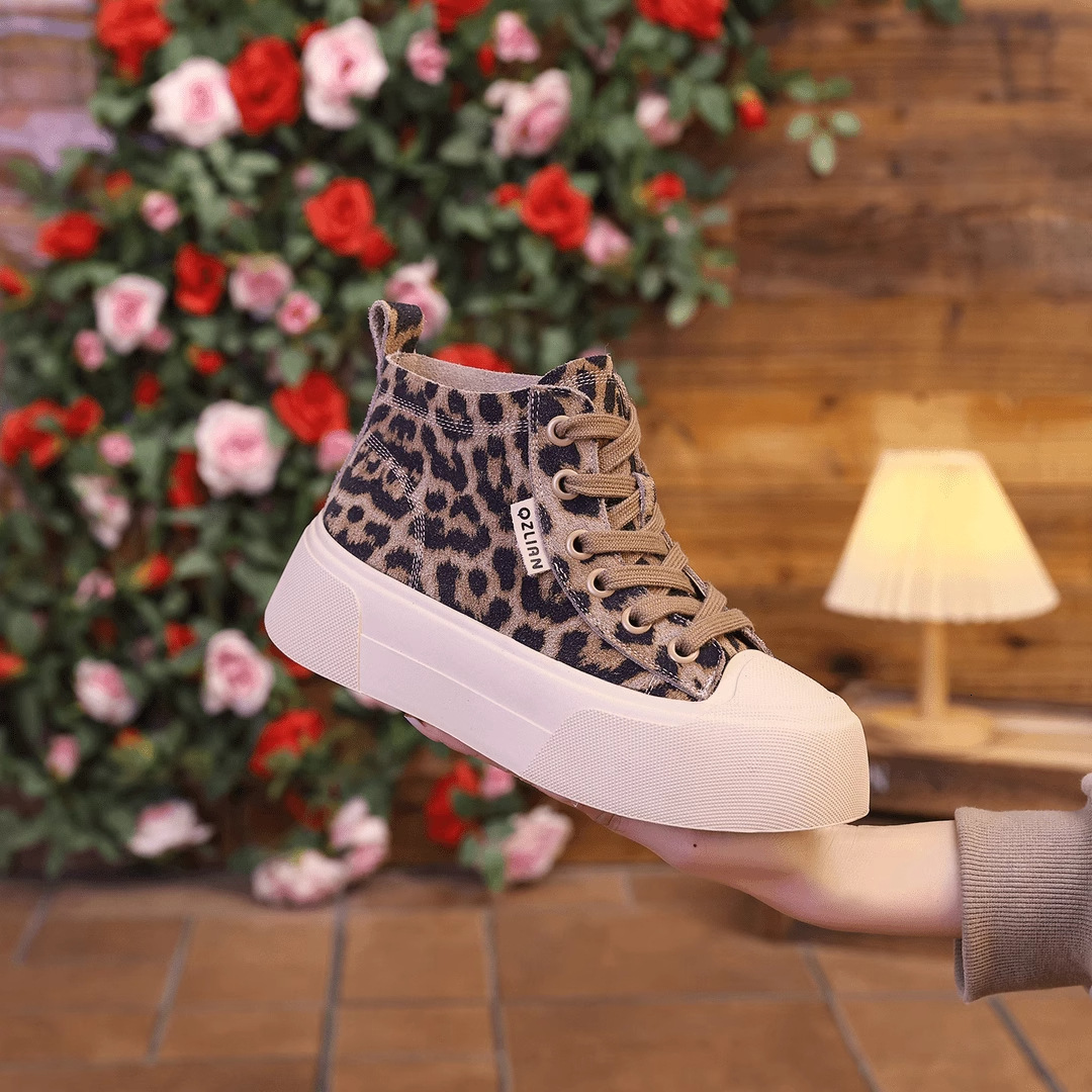 Soft leather thick sports high for women 2024 autumn new soft soled casual board versatile low top single shoes ddmythur
