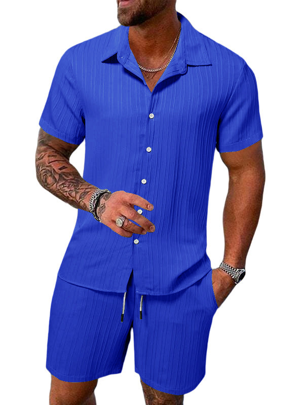 Streetwear Tracksuit High Quality Short Pants Pleated Unisex Jogger Set Men summer t-shirt and shorts set unisex two piece shorts and shirt set for me
