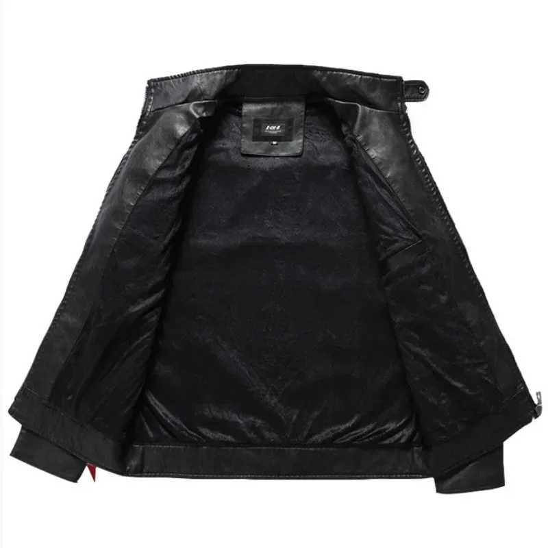 Mens Retro Casual Motorcycle Artificial Leather Jacket Mens Motorcycle Ultra Thin Wool Jacket Autumn Winter Fashion Leather Jacket W240918