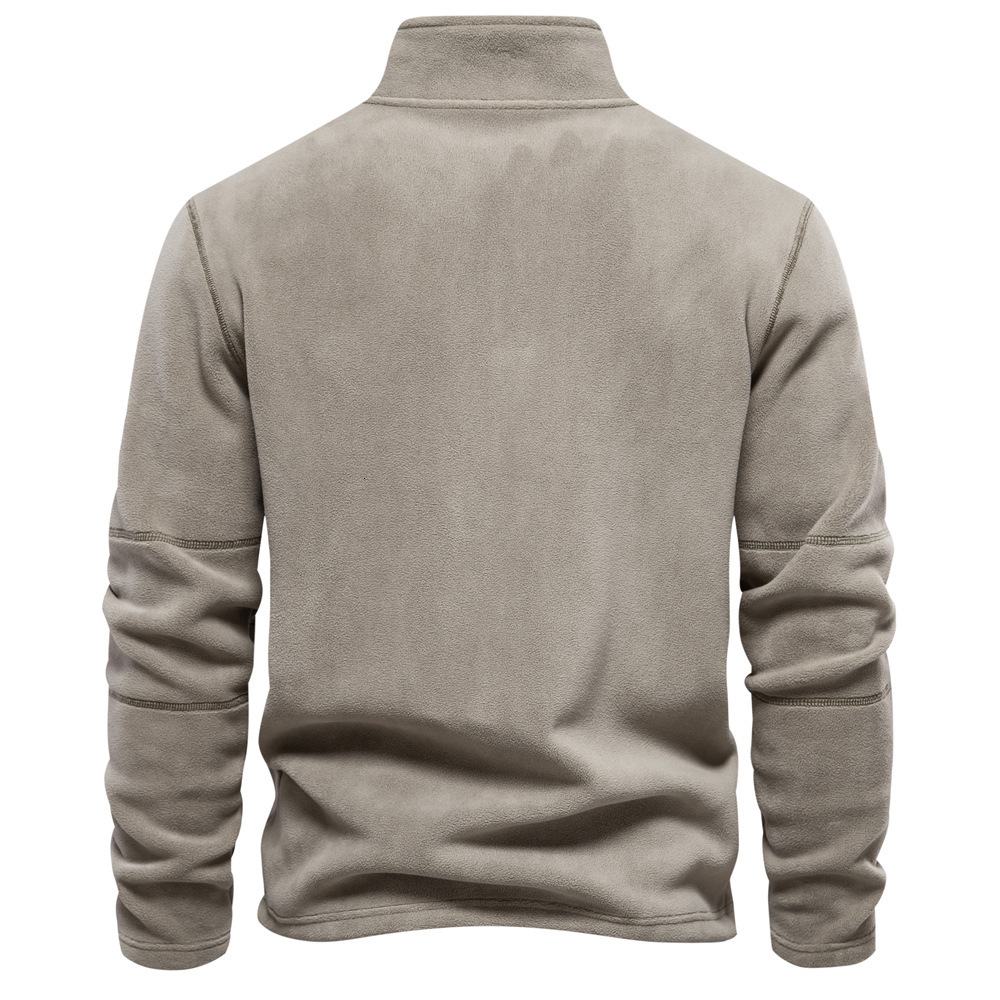 Autumn And Winter New Men Sweater Lamb Wool Half High Neck Zipper Solid Color Warm Pullover Casual Daily Men's Sweatshirt