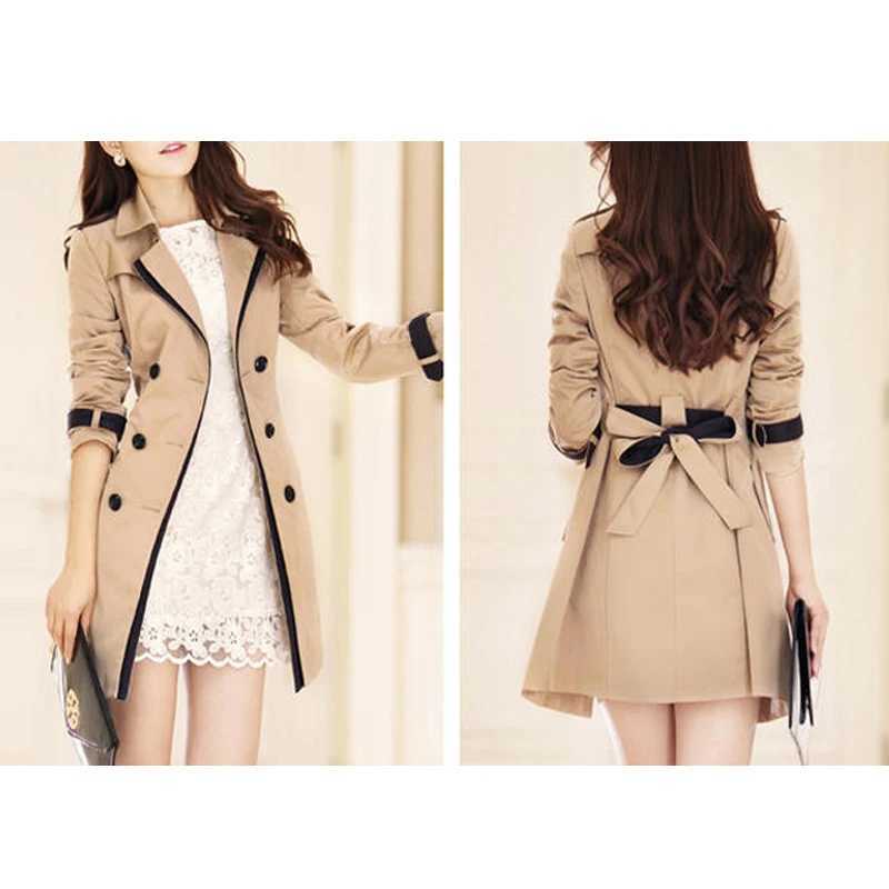 Trench Coat For Women 2022 Autumn Casual Double Breasted Female Long Trench Coats Plus Size Casaco Feminino Ladies WindbreakerX240921