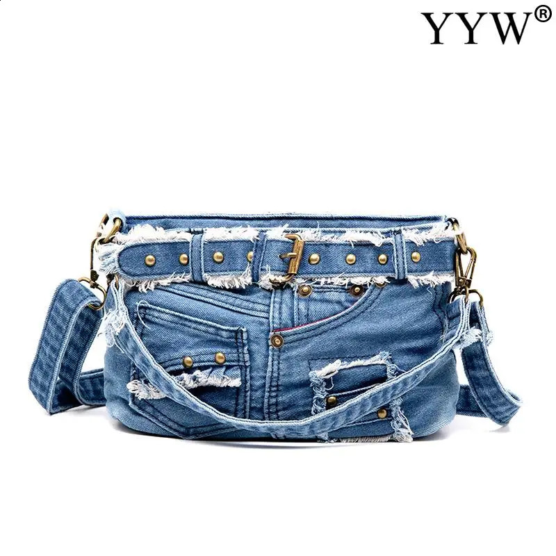 Leisure fashion denim womens handbag shoulder bag messenger 240919