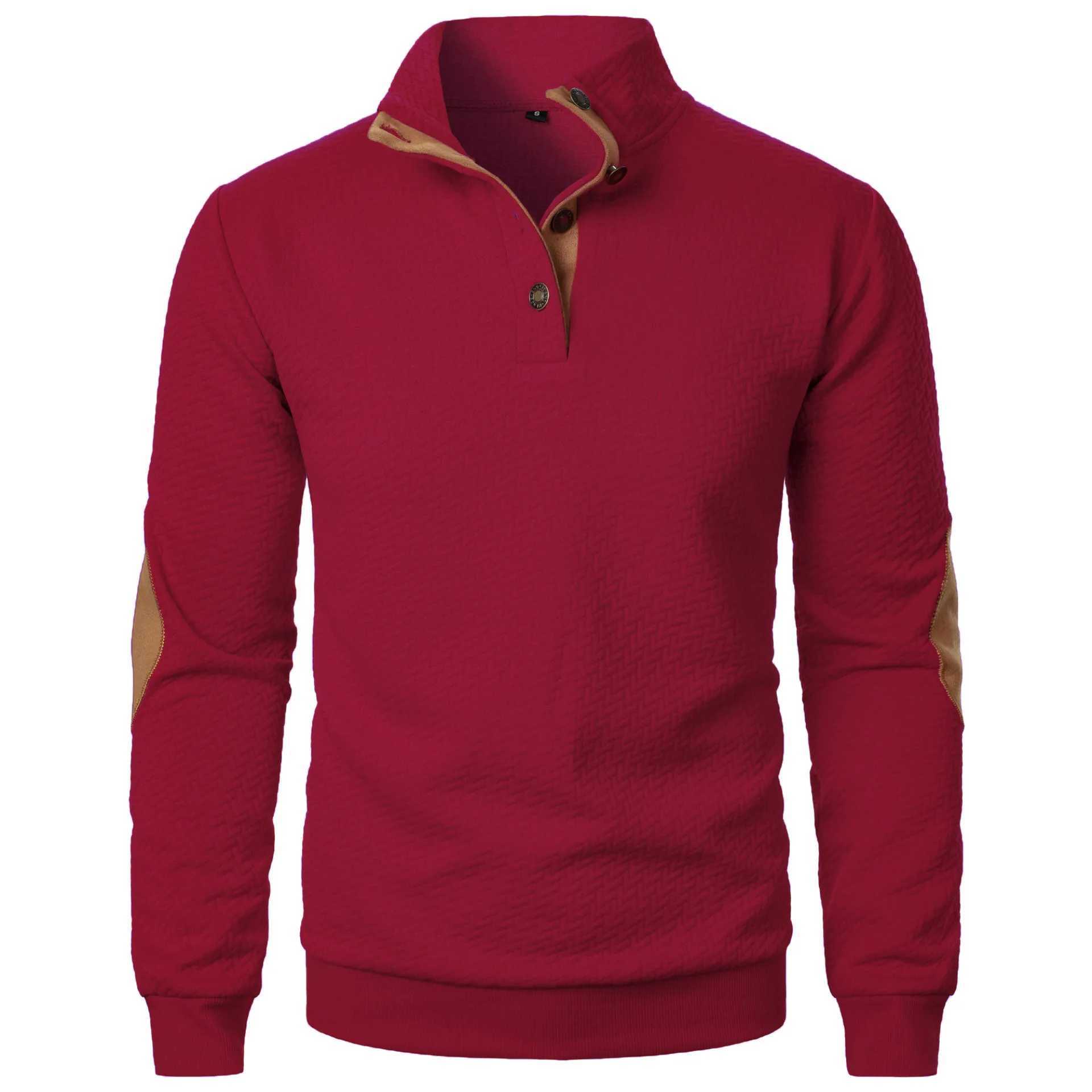 Mens long sleeved sweatshirt casual button up/stand up Henley polo shirt Pullover sweatshirt lightweight streetwear W240921